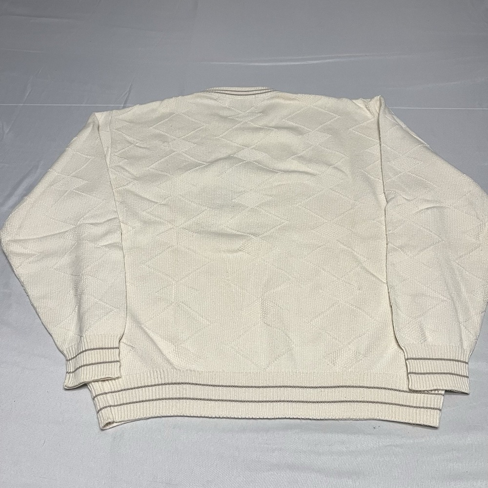 Vintage 90s Golf Sweater Mens XL Ivory Crewneck Grandpa Embroidered USA Made - Picture 2 of 7